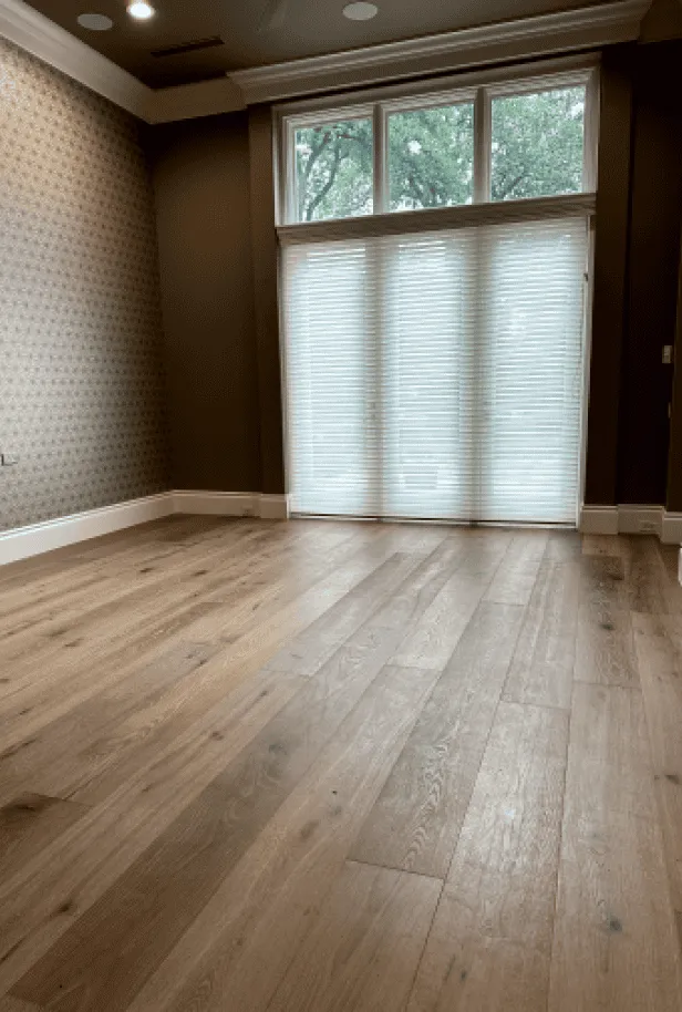 Luxury oak hardwood flooring display at Pride Floors San Antonio showroom