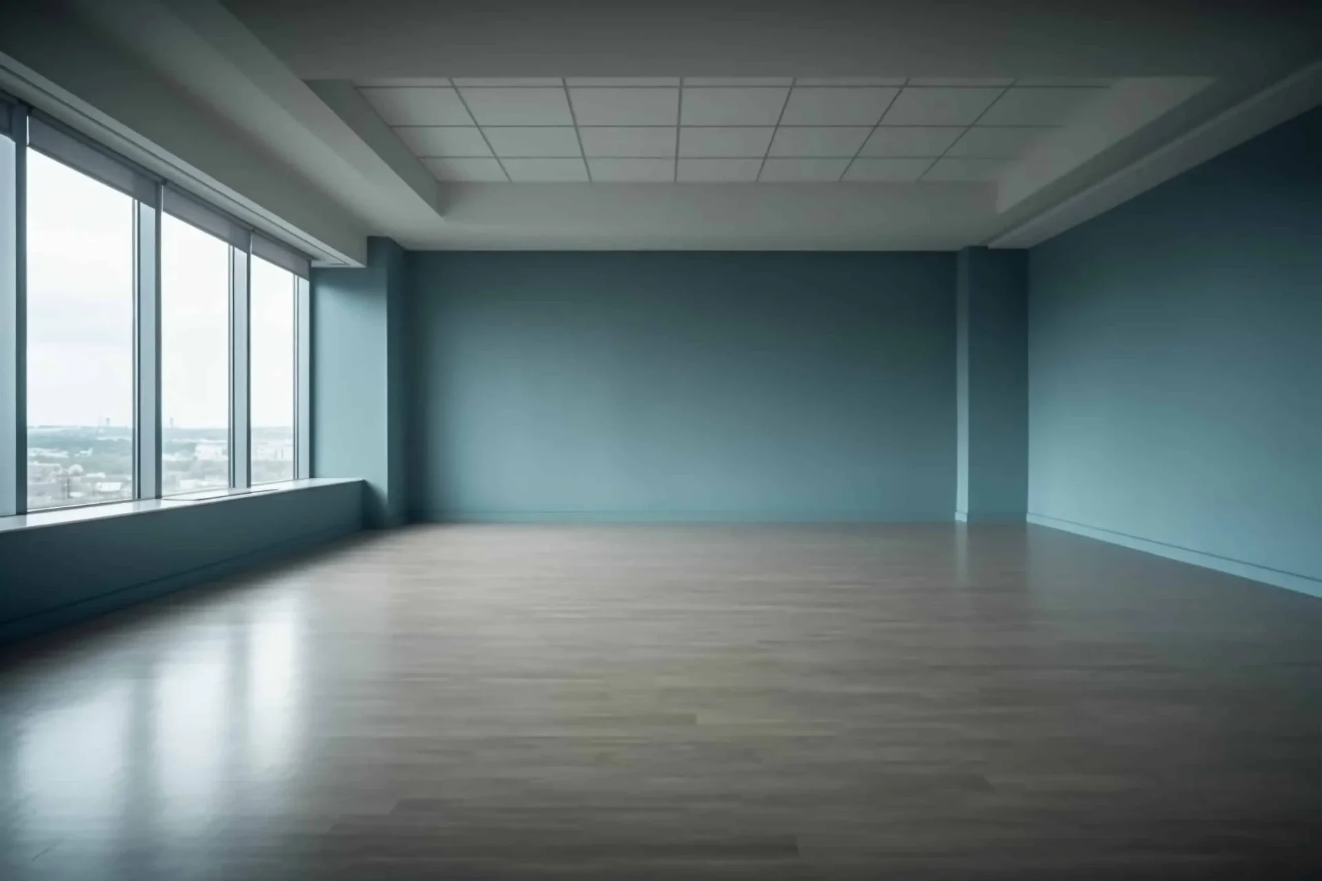 Cool-toned flooring with blue walls in modern San Antonio commercial space