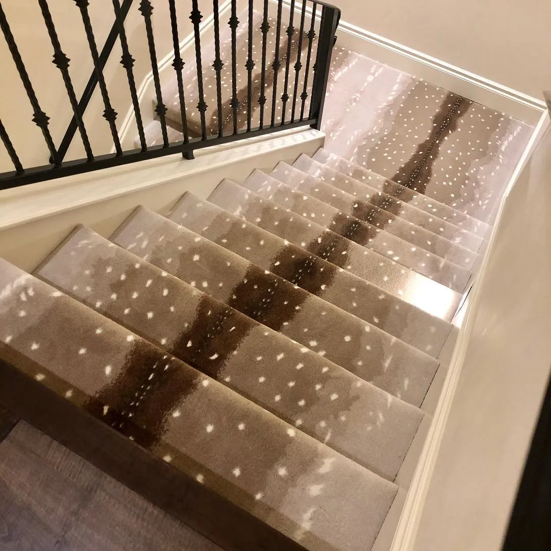 exotic escape chital brown milliken animal print stair well