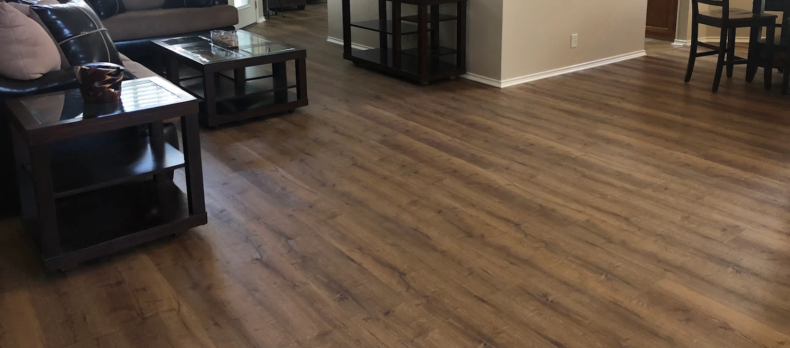 Luxury vinyl plank flooring installed in San Antonio living room for spring home refresh