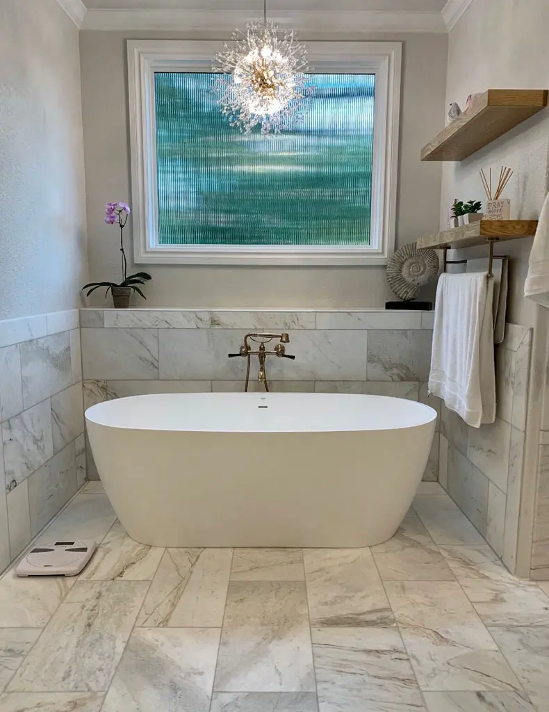 Custom Remodel Marble Tile Master Bath White Marble Bathroom Remodeling & Tile flooring installation in San Antonio, TX by Pride Floors